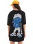 Unisex Bisiklet Yaka Baskılı Oversize T-Shirt - Siyah 2