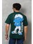 Unisex Basic Bisiklet Yaka Oversize T-Shirt - Yeşil 3