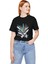 Unisex Bisiklet Yaka Baskılı T-Shirt - Siyah 1