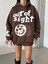 3 Iplik Şardonlu Oversize Compact Out Of Baskılı Sweat Kahve 2