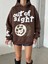 3 Iplik Şardonlu Oversize Compact Out Of Baskılı Sweat Kahve 3