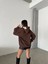 3 Iplik Şardonlu Oversize Compact Out Of Baskılı Sweat Kahve 4