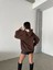 3 Iplik Şardonlu Oversize Compact Out Of Baskılı Sweat Kahve 5