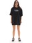Unisex Bisiklet Yaka Baskılı Oversize T-Shirt - Siyah 1