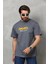 Unisex Basic Bisiklet Yaka Oversize T-Shirt - Füme 1