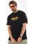 Unisex Bisiklet Yaka Baskılı Oversize T-Shirt - Siyah 1