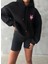 3 Iplik Şardonlu Oversize Compact Ördek Baskılı Sweat Siyah 1