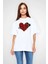 Unisex Bisiklet Yaka Baskılı Oversize T-Shirt - Beyaz 1