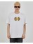 Unisex Bisiklet Yaka Baskılı Oversize T-Shirt - Beyaz 1