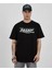 Unisex Bisiklet Yaka Baskılı Oversize T-Shirt - Siyah 1