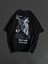 Unisex Bisiklet Yaka Baskılı Oversize T-Shirt - Siyah 2