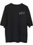 Unisex Bisiklet Yaka Baskılı Oversize T-Shirt - Siyah 1
