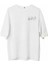 Unisex Bisiklet Yaka Baskılı Oversize T-Shirt - Beyaz 1