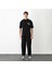 Unisex Bisiklet Yaka Baskılı Oversize T-Shirt - Siyah 1
