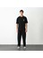 Unisex Bisiklet Yaka Baskılı Oversize T-Shirt - Siyah 1