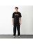 Unisex Bisiklet Yaka Baskılı Oversize T-Shirt - Siyah 1