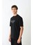 Unisex Bisiklet Yaka Baskılı Oversize T-Shirt - Siyah 3
