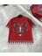 Unisex Bisiklet Yaka Baskılı Oversize T-Shirt - Kırmızı 1