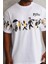 Unisex Bisiklet Yaka Baskılı Oversize T-Shirt - Beyaz 2