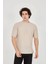 Unisex Jakar Kumaş Rahat Kol T-Shirt - Bej 1