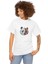 Unisex Bisiklet Yaka Baskılı T-Shirt - Beyaz 1