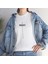 Unisex Bisiklet Yaka Baskılı T-Shirt - Beyaz 1