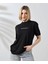 Unisex Bisiklet Yaka Baskılı Slim Fit T-Shirt - Siyah 2