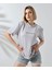 Unisex Bisiklet Yaka Baskılı Slim Fit T-Shirt - Boyalı Gri 2
