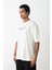 Unisex Baskılı Oversize T-Shirt - Beyaz 2