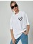 Unisex Baskılı Oversize T-Shirt - Beyaz 3