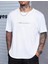 Unisex Baskılı Oversize T-Shirt - Beyaz 1