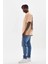 Unisex Baskılı Oversize T-Shirt - Bej 4