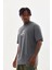 Unisex Baskılı Oversize T-Shirt - Füme 3