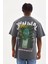 Unisex Baskılı Oversize T-Shirt - Füme 2