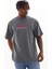 Unisex Baskılı Oversize T-Shirt - Füme 4