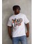Unisex Baskılı Oversize T-Shirt - Beyaz 3