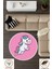 Yuvarlak Çocuk Odası Halısı - Pembe Unicorn Desenli Kaymaz Tabanlı Sevimli Halı 4