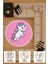 Yuvarlak Çocuk Odası Halısı - Pembe Unicorn Desenli Kaymaz Tabanlı Sevimli Halı 5