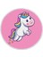 Yuvarlak Çocuk Odası Halısı - Pembe Unicorn Desenli Kaymaz Tabanlı Sevimli Halı 7