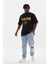 Unisex Baskılı Oversize T-Shirt - Siyah 4