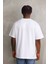 Unisex Baskılı Oversize T-Shirt - Beyaz 2