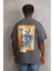Unisex Baskılı Oversize T-Shirt - Füme 2