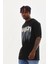 Unisex Baskılı Oversize T-Shirt - Siyah 3