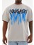 Unisex Baskılı Oversize T-Shirt - Gri 1