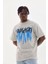 Unisex Baskılı Oversize T-Shirt - Gri 4