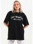 Unisex Baskılı Oversize T-Shirt - Siyah 1