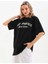 Unisex Baskılı Oversize T-Shirt - Siyah 3