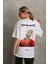 Unisex Baskılı Oversize T-Shirt - Beyaz 1