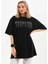 Unisex Taş Desenli Oversize T-Shirt - Siyah 1