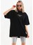 Unisex Baskılı Oversize T-Shirt - Siyah 1